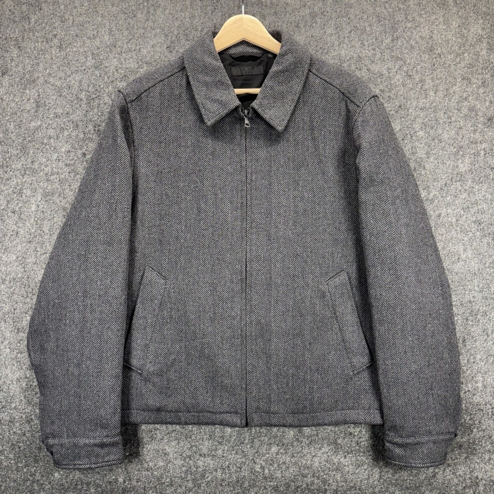 UNIQLO Blouson Jacket Houndstooth Unisex Medium Gray Full Zip Boxy Crop Collar